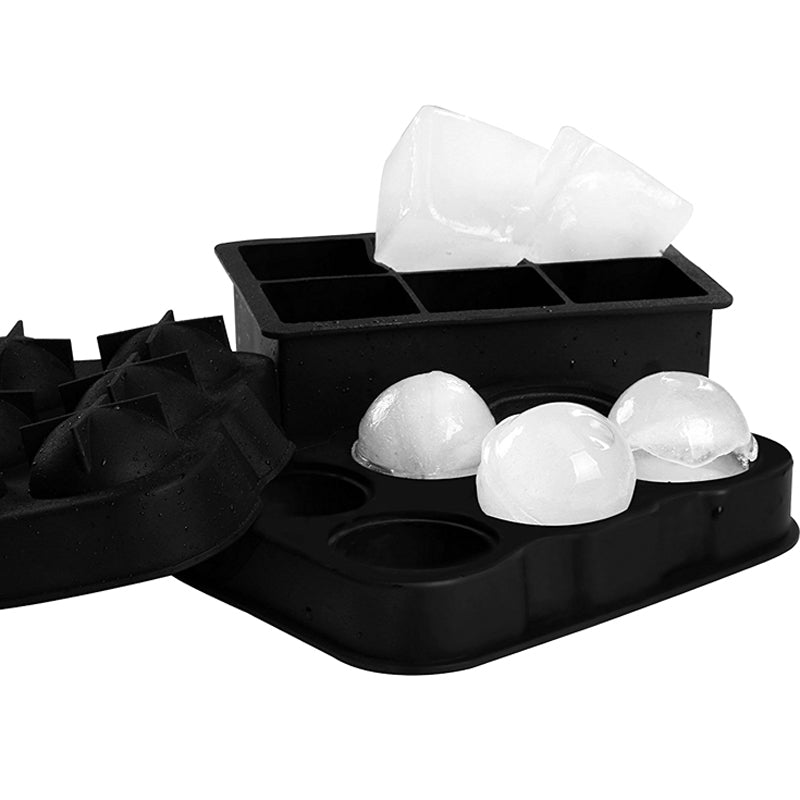 Silicone Ice Cube Tray with 6 Sphere Molds and Lid